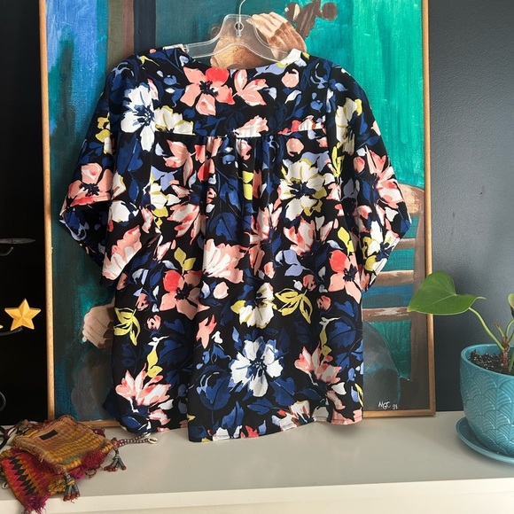 Adyson Parker Navy Floral Blouse S - Picture 10 of 14